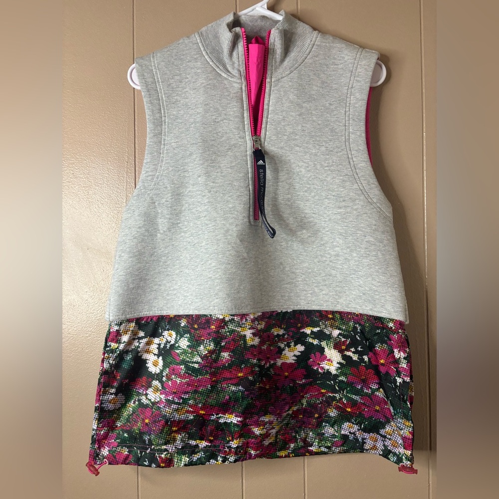 Sample adidas by Stella McCartney Run Gilet Gray & Floral Vest  Sz S
